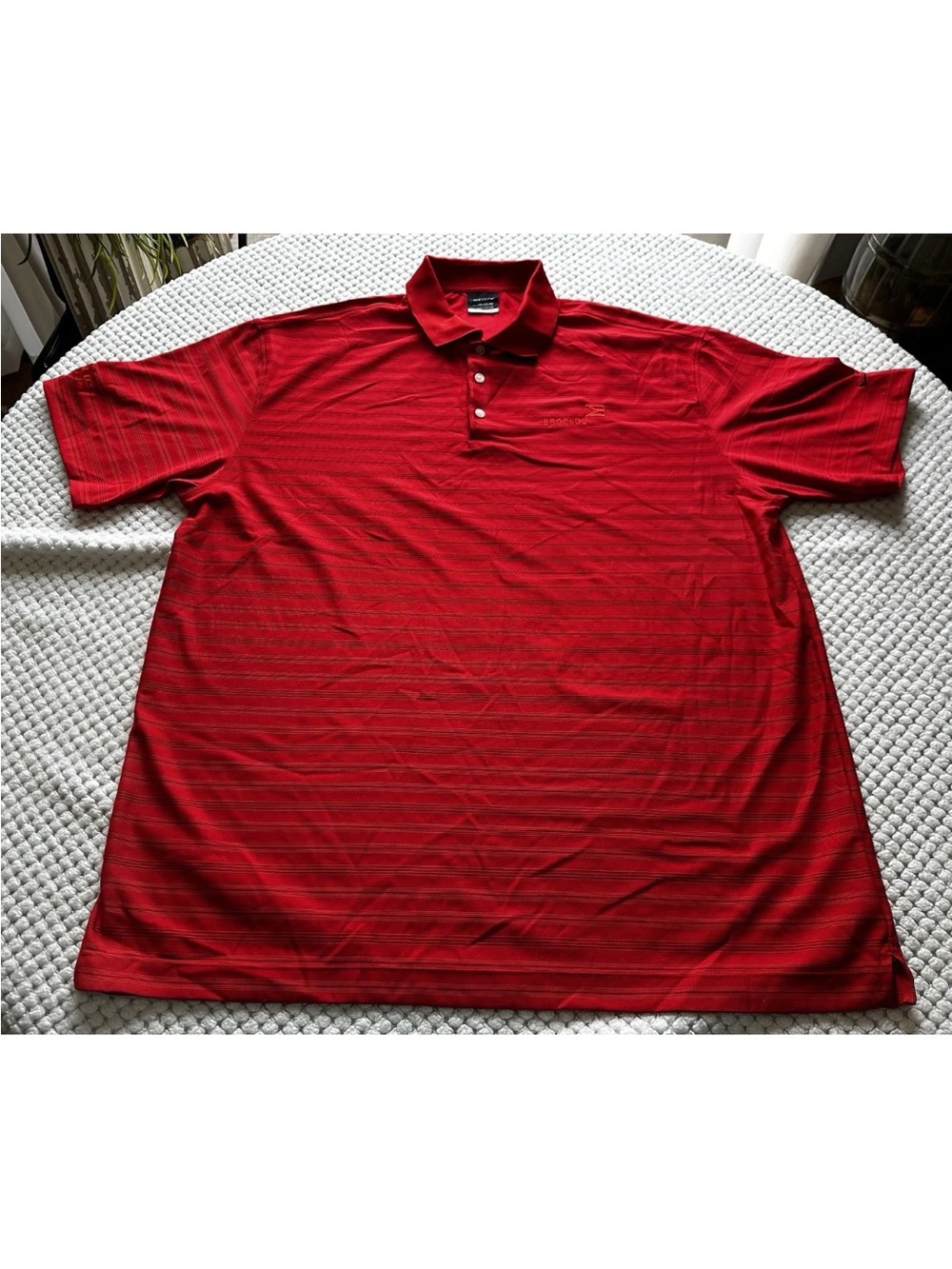 Nike Golf Polo Mens XXL Dri-Fit Short Sleeve Collared Red Striped Shirt